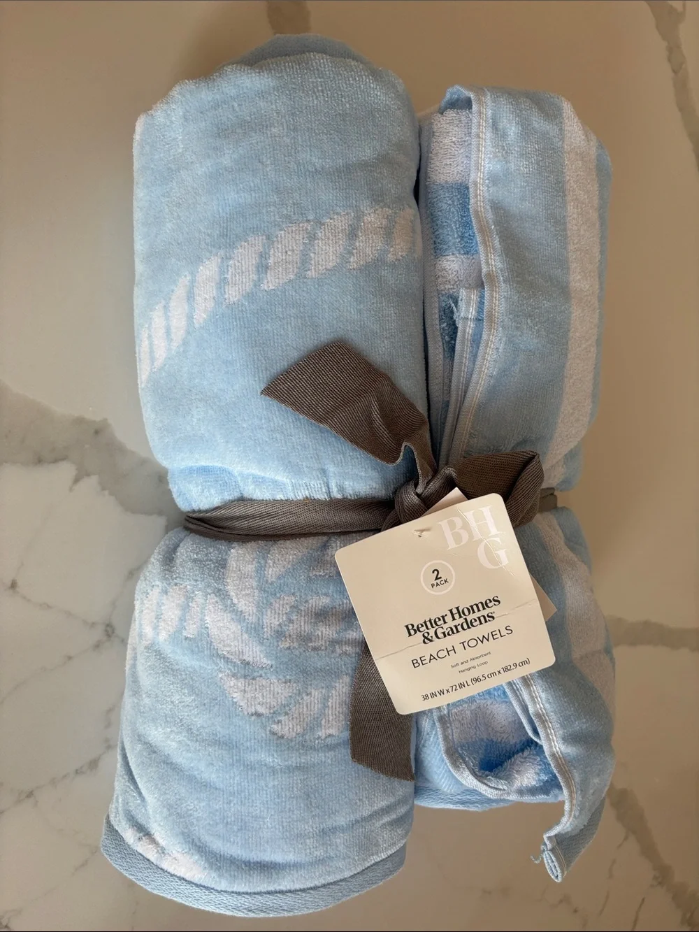 Better Homes & Gardens 2 Pack Beach Towels Blue Rope Stripe NWT 38x72